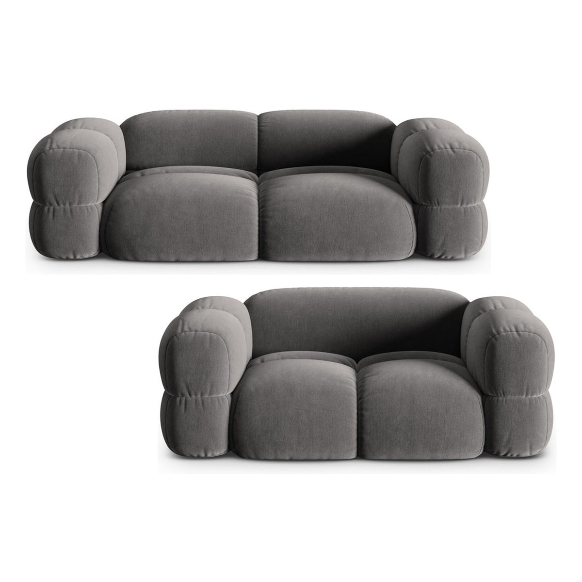 Loretto Grey 3+2 Seater Sofa Set, front view