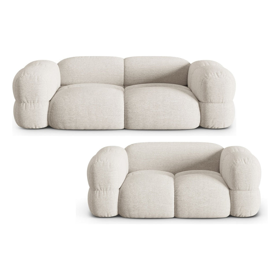 Loretto Light Beige 3+2 Seater Fabric Sofa Set