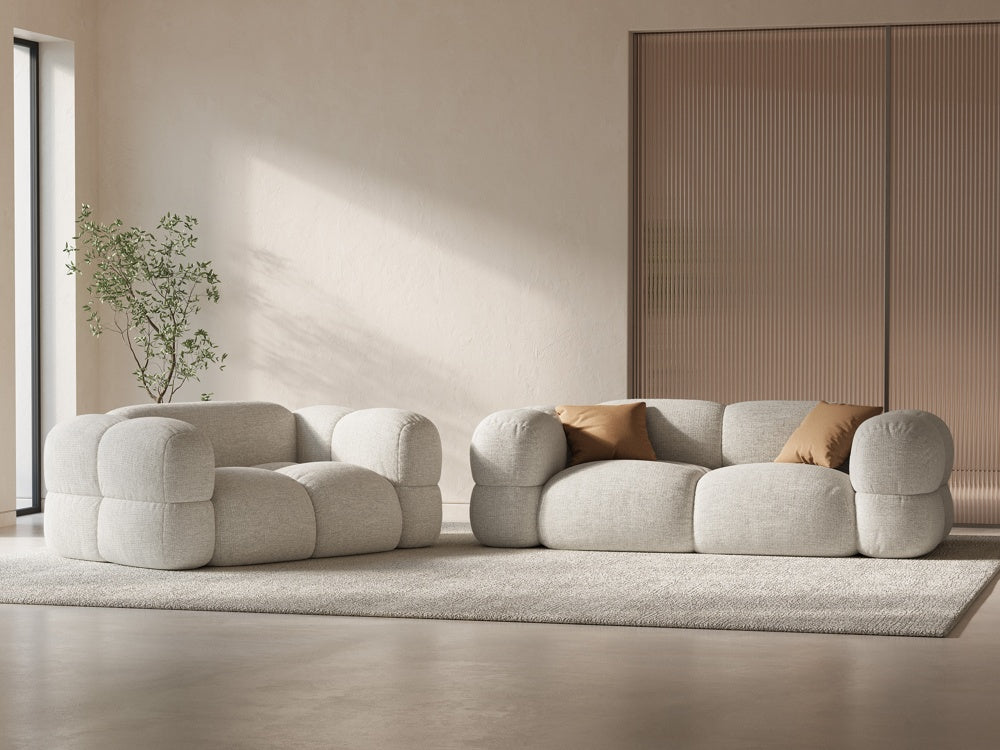Loretto Beige 3+2 Seater Fabric Sofa Set