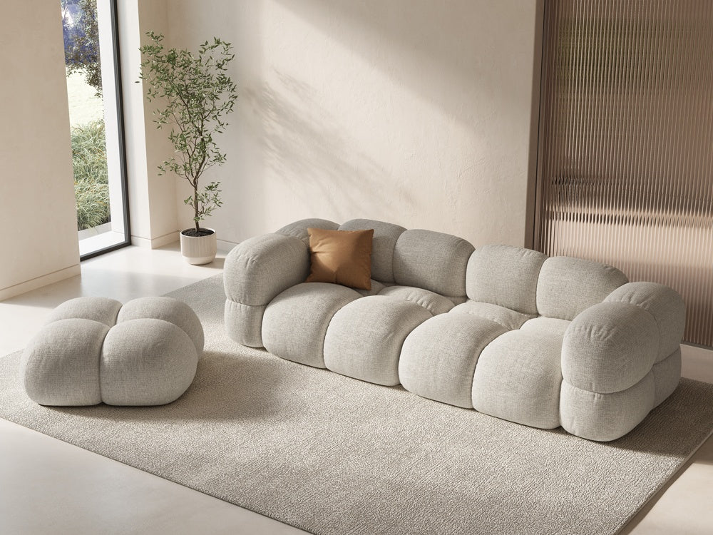 Loretto Light Beige 4 Seater Fabric Sofa