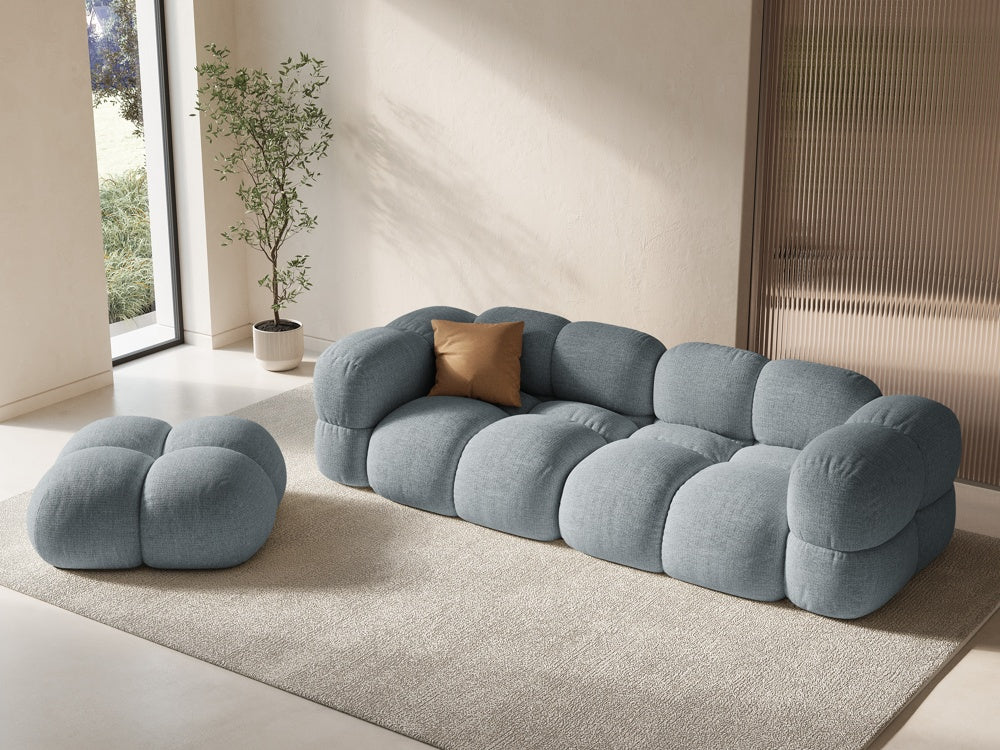 Loretto Light Blue 4 Seater Fabric Sofa