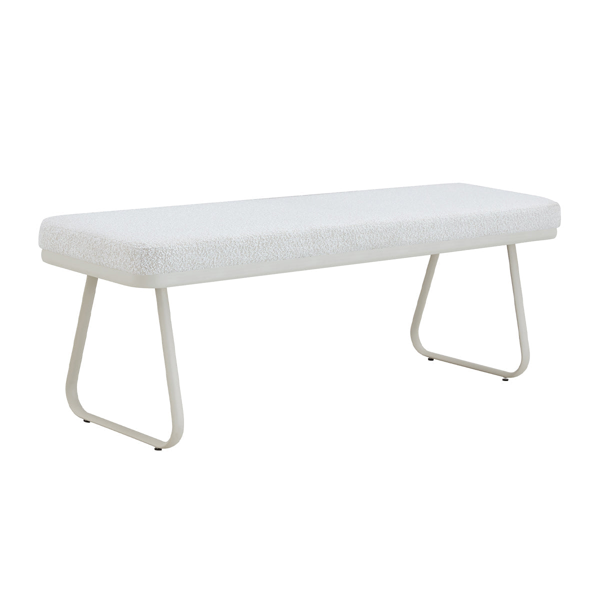 Luca Cream Boucle Bench, front view