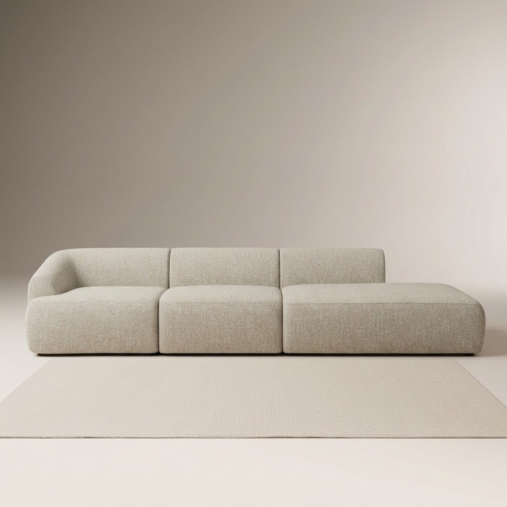 Lyra Cream 3 Seater Boucle Divan Sofa, front view