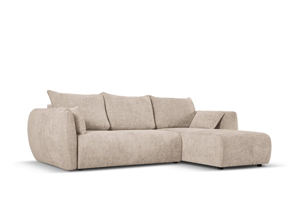 Matera Beige 3 Seater Fabric L-Shape Corner Sofa Bed