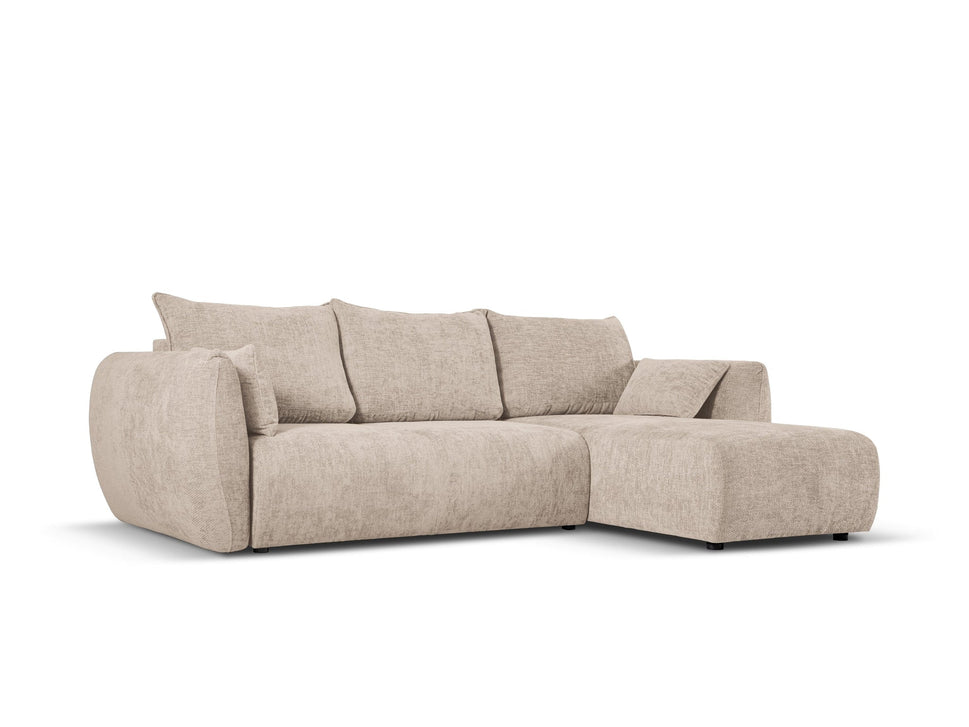 Matera Beige 3 Seater Fabric L-Shape Corner Sofa Bed