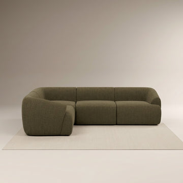 Mira Olive Green 3 Seater Fabric L-Shape Corner Sofa
