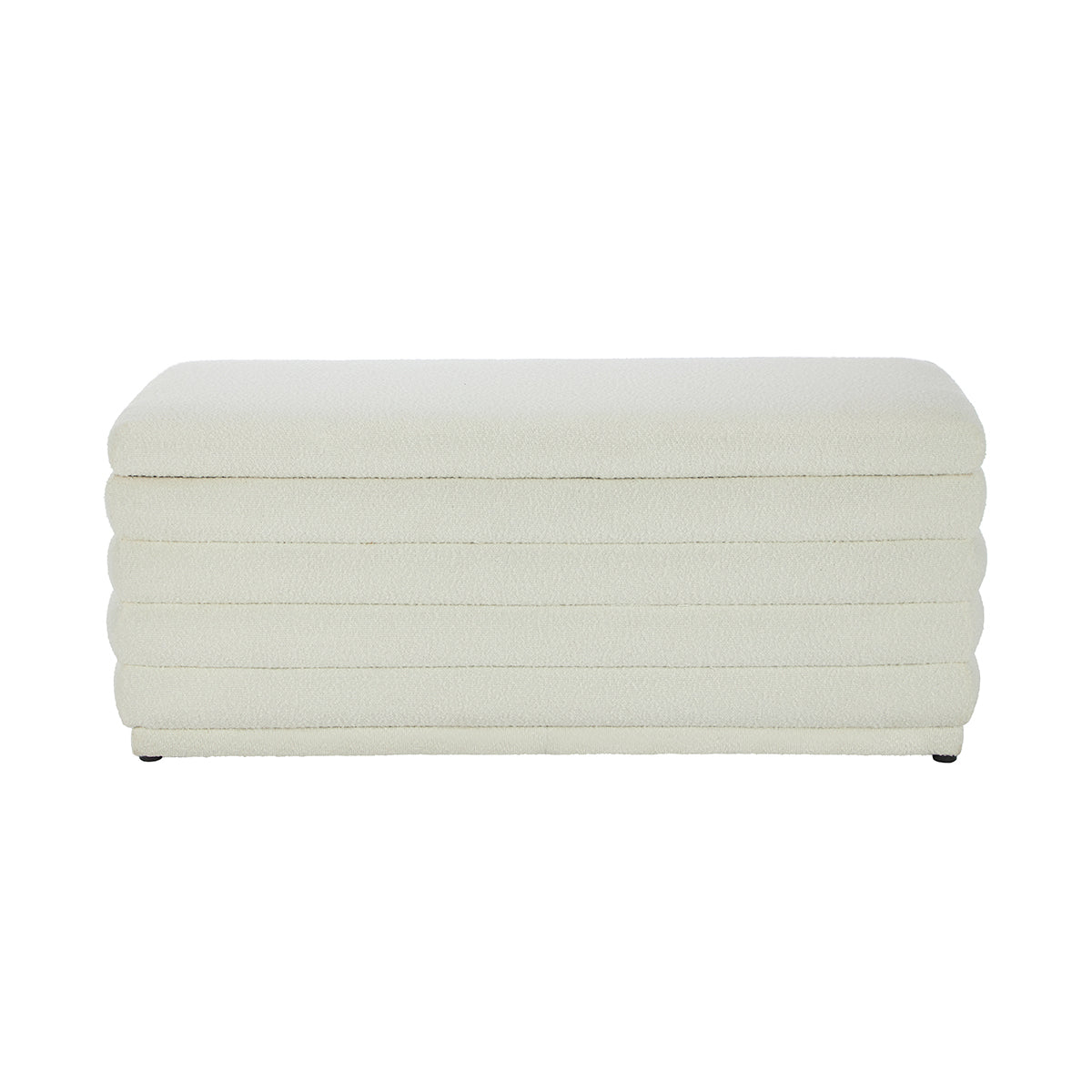 Naomi White Boucle Storage Bench