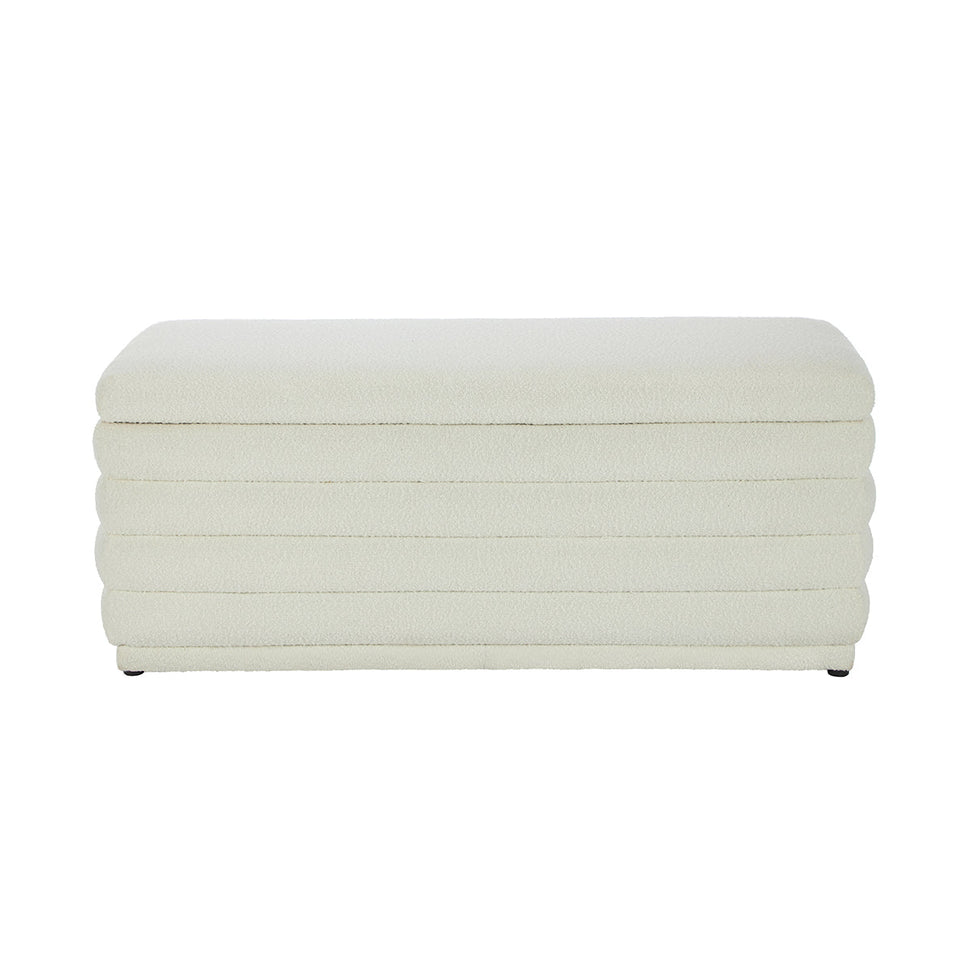 Naomi White Boucle Storage Bench