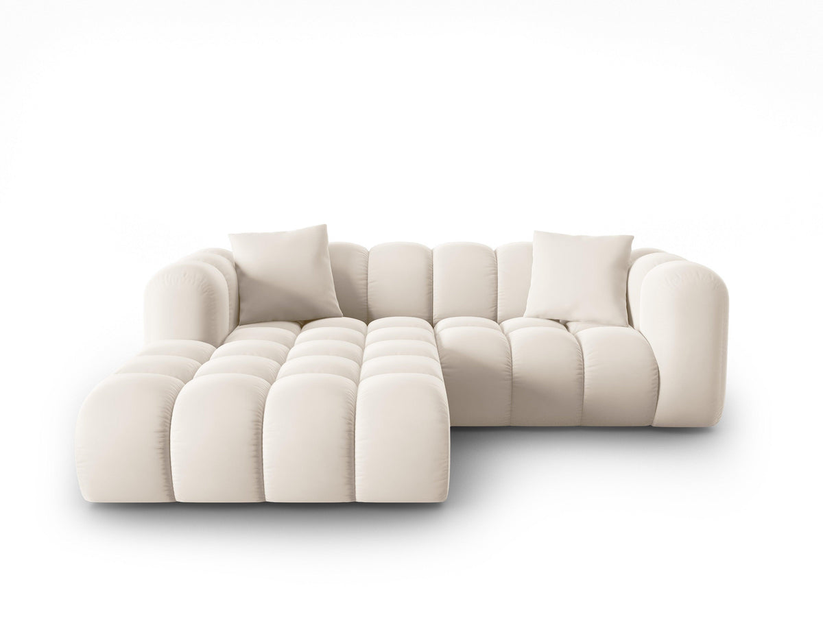 Adara Beige 3-Person Corner Sofa, angled view
