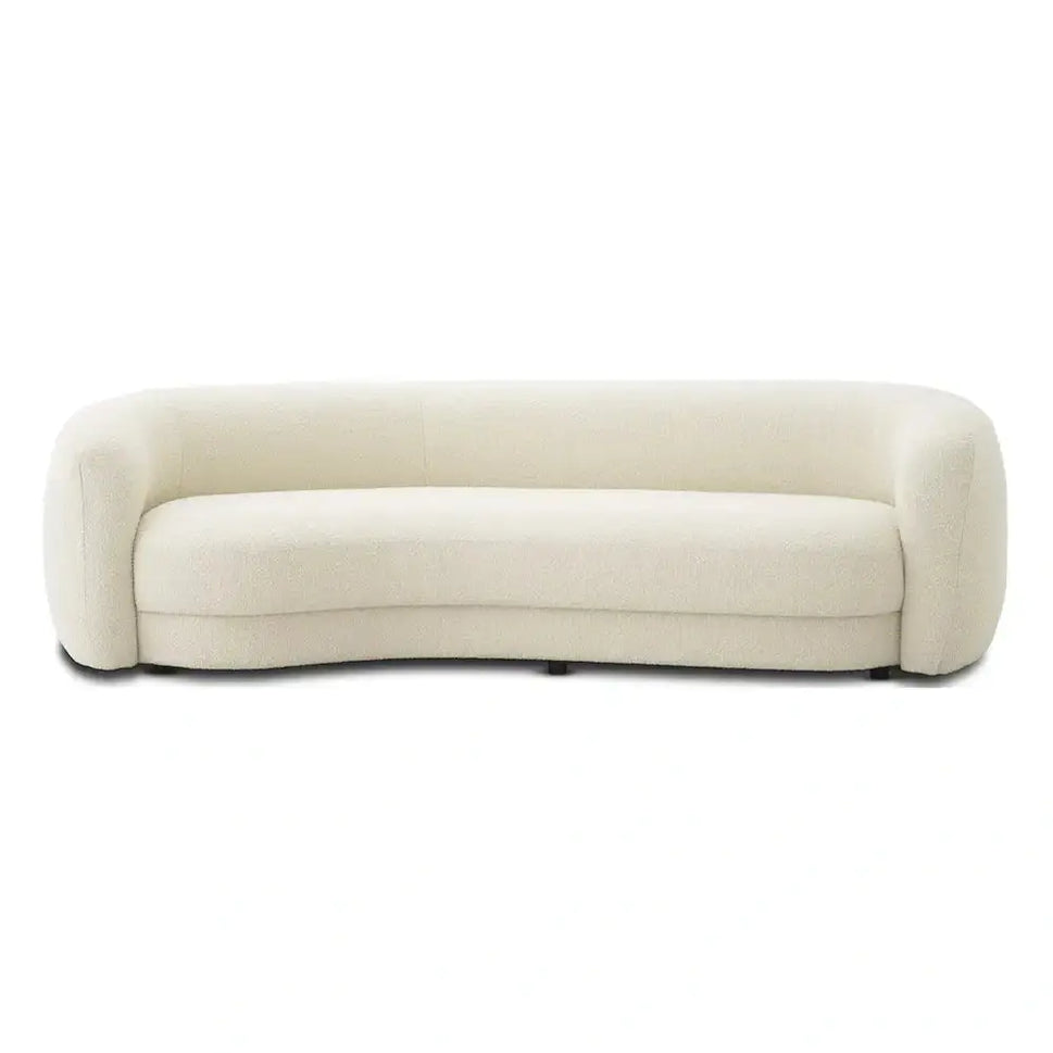 Serenity White 3 Seater Boucle Curved Sofa