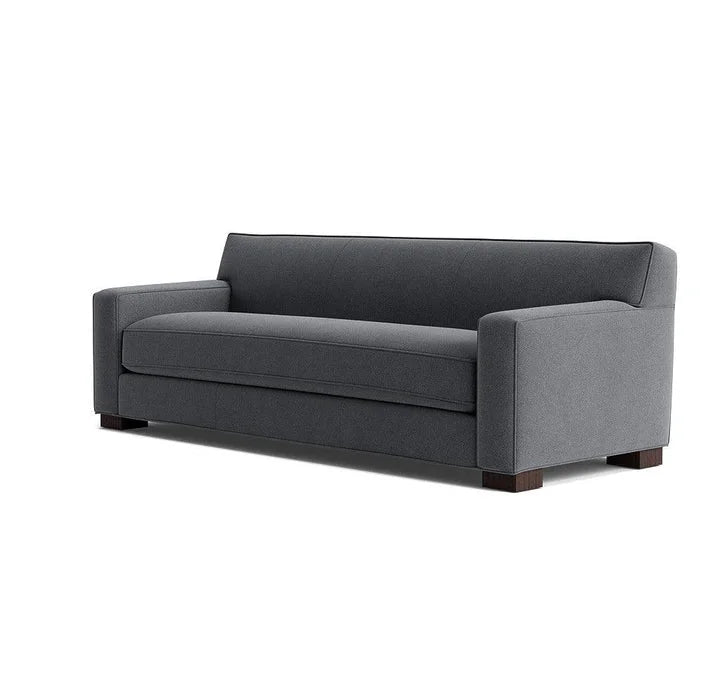 Solace Grey Track-Arm Fabric Sofa – angled view