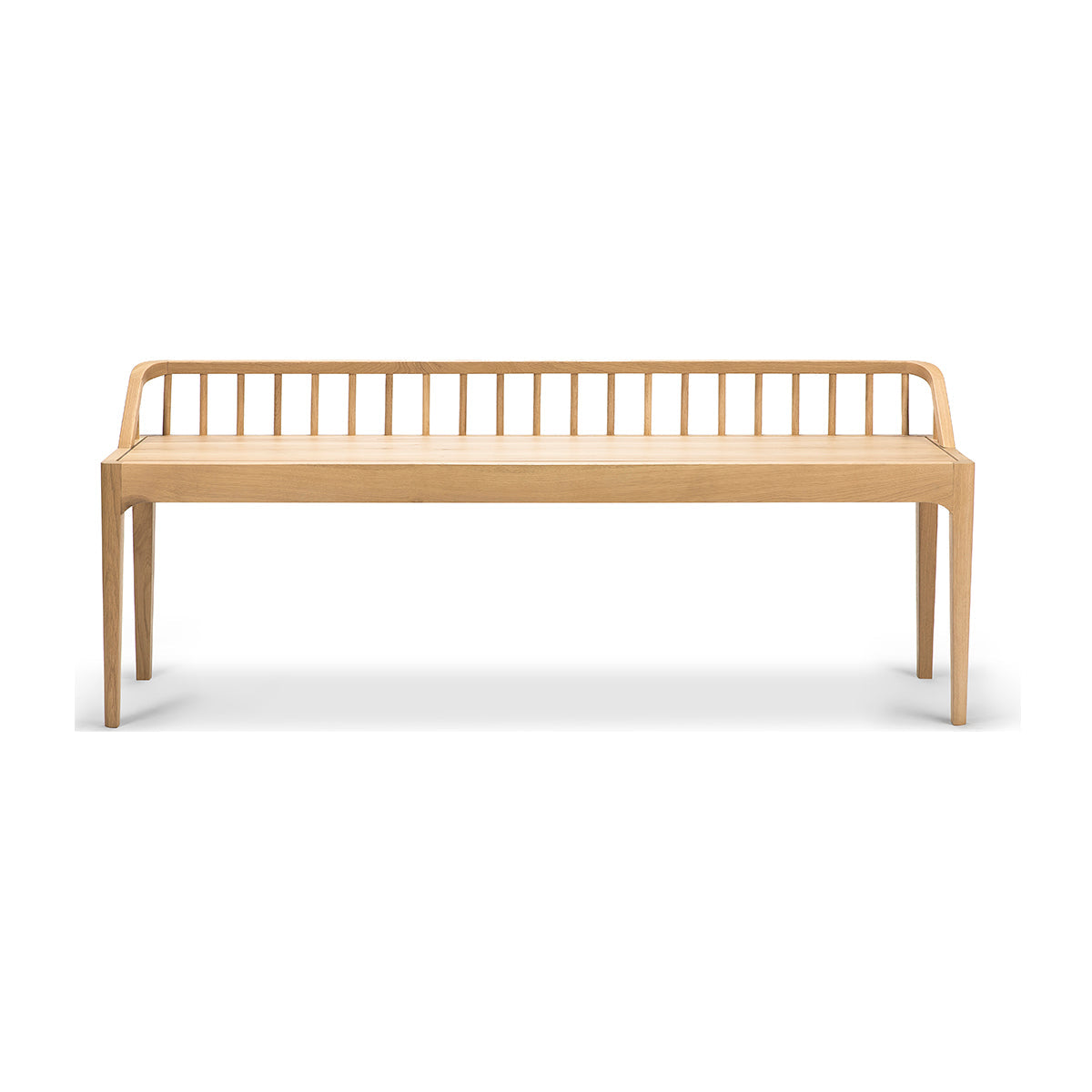 Spindle Oak Bench, front view