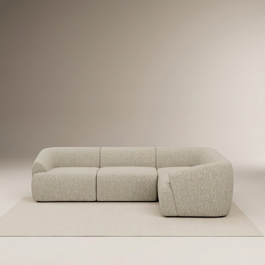 Talia Cream 3 Seater Fabric L-Shape Corner Sofa, front view