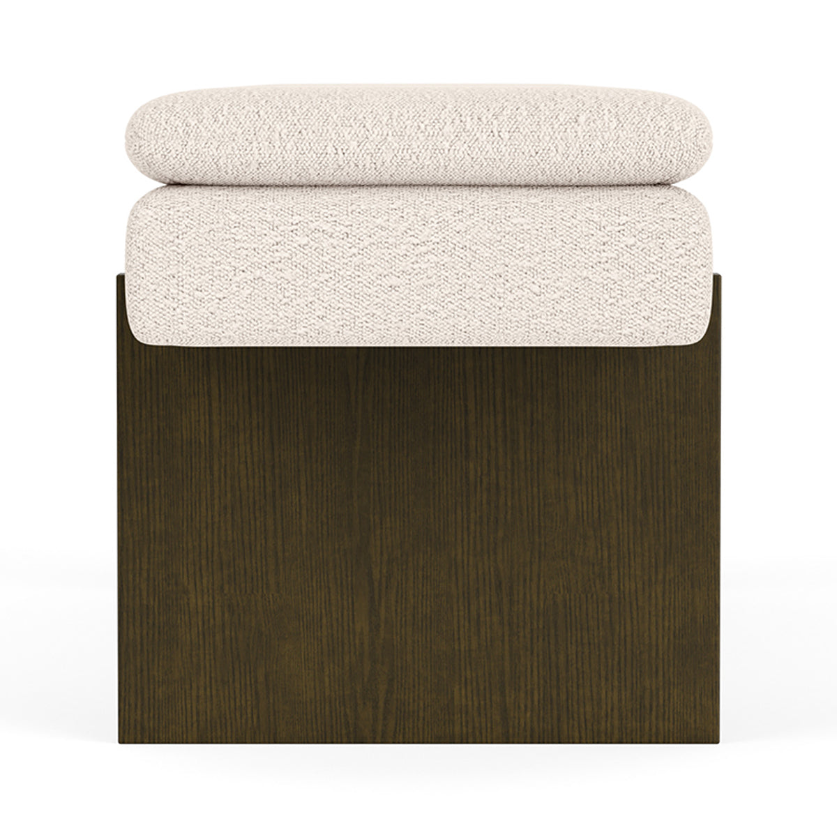 Umi Walnut Cream Boucle Bench, front view