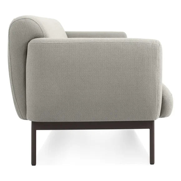 Velona Light Grey Fabric Sofa – side view of the rounded arm