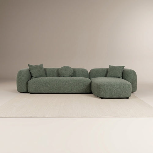 Verona Green 4 Seater Boucle L-Shape Corner Sofa, front view